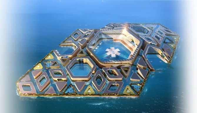 طرح باورنکردنی شهر شناور با خیابان های زیر آب در بزرگترین سازه ساخته دست بشر در چین