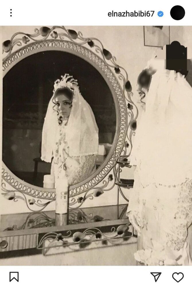 مادر جوان الناز حبیبی در لباس عروس زیبا