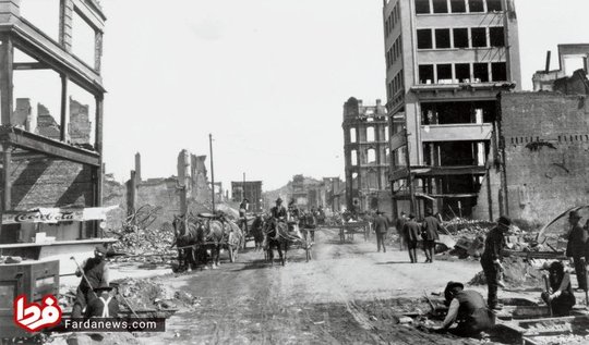 
خیایان کرنی سن فرانسیسکو پس از زلزله سال 1906 