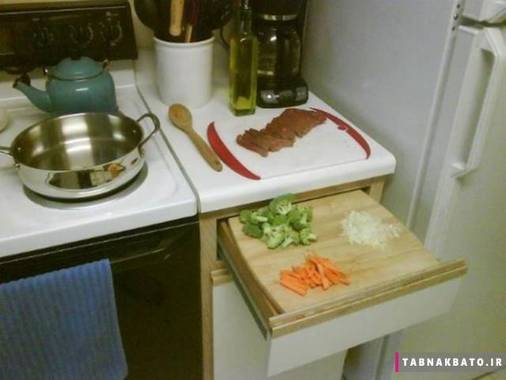روش جالبی است اگر در هنگام آشپزی فضای کافی ندارید