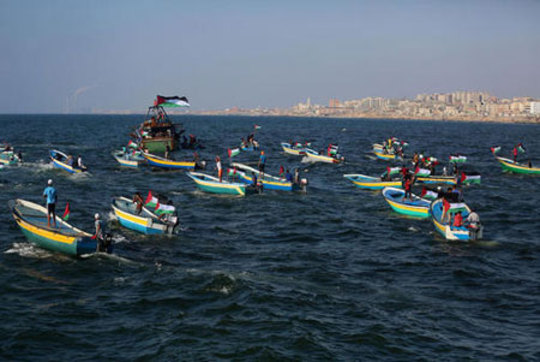 قایق‌های ماهیگری فلسطینی‌ها در ساحل باریکه غزه