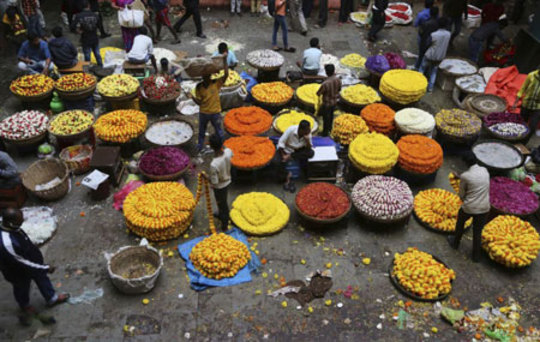 فروشندگان گل در بنگلور هند