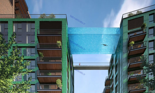 پروژه استخر معلق، در طبقه دهم،  بین دو ساختمان، لندن