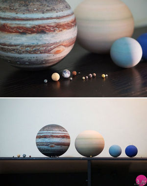 سیاره ها، قمر ها (ماه) و منظومه ی شمسی با چاپ سه بعدی که مناسب قرار دادن روی میز هستند