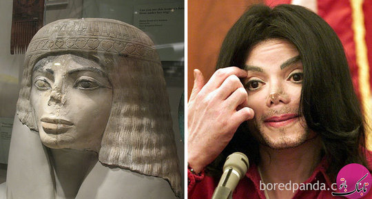 مجسمه نیم تنه‌ی مصری و مایکل جکسون