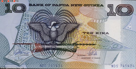 اسکناس به قیمت ۱۰ کینا، واحد پول 