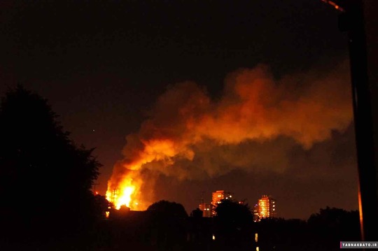 آتش سوزی در برج لندن از نمایی دور