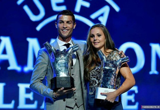 بهترین مرد و زن فوتبال اروپا در یک قاب : کریس رونالدو و لیک مارتنز

