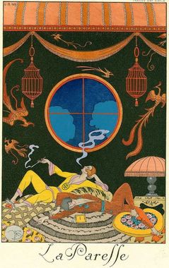 تصویرسازی از تدخین شیره تریاک توسط Georgies Barbier – 1925
