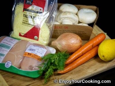 طرز تهیه مرغ لایه ای پرشده با قارچ و هویج: