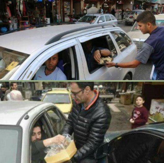 توزیع شیرینی در خیابان‌های دمشق +عکس