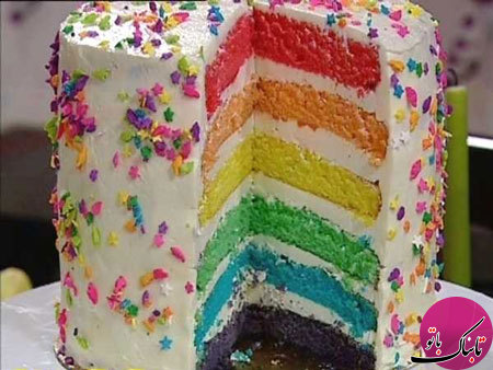 طرز تهیه‌ی کیک طبقه‌ای رنگارنگ