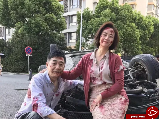 کار عجیب زوج چینی پس از تصادف شدید +عکس
