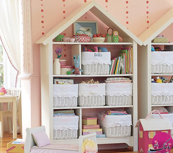 قفسه‌ی اتاق کودک به شکل خانه‌ی عروسکی
