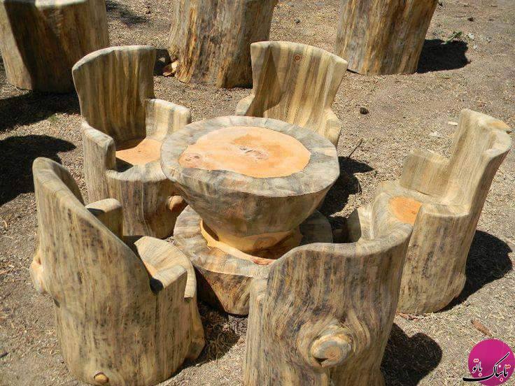 تبدیل هنرمندانه‌ی درختان خشکیده به مبلمان