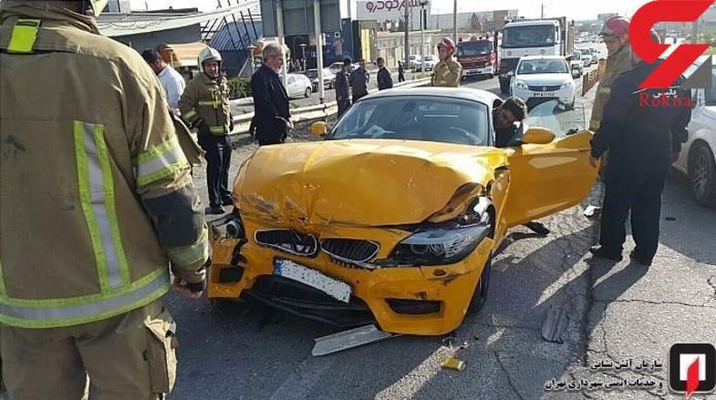 تصادف خودروی لاکچری در تهران +عکس