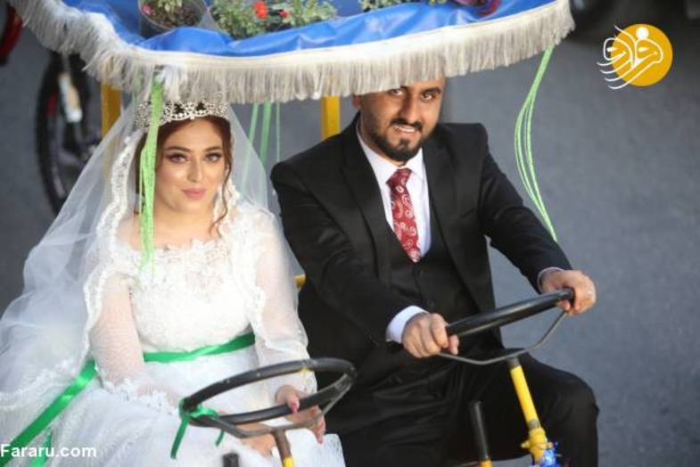 ماشین عروس متفاوت زوج عراقی سوژه شد +تصاویر