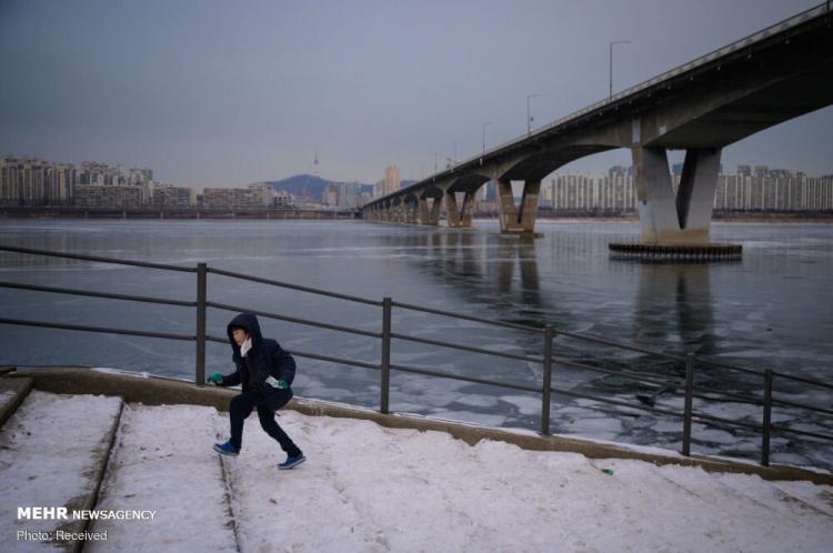 تصاویر/ یخ زدن رودخانه «هان» در کره جنوبی