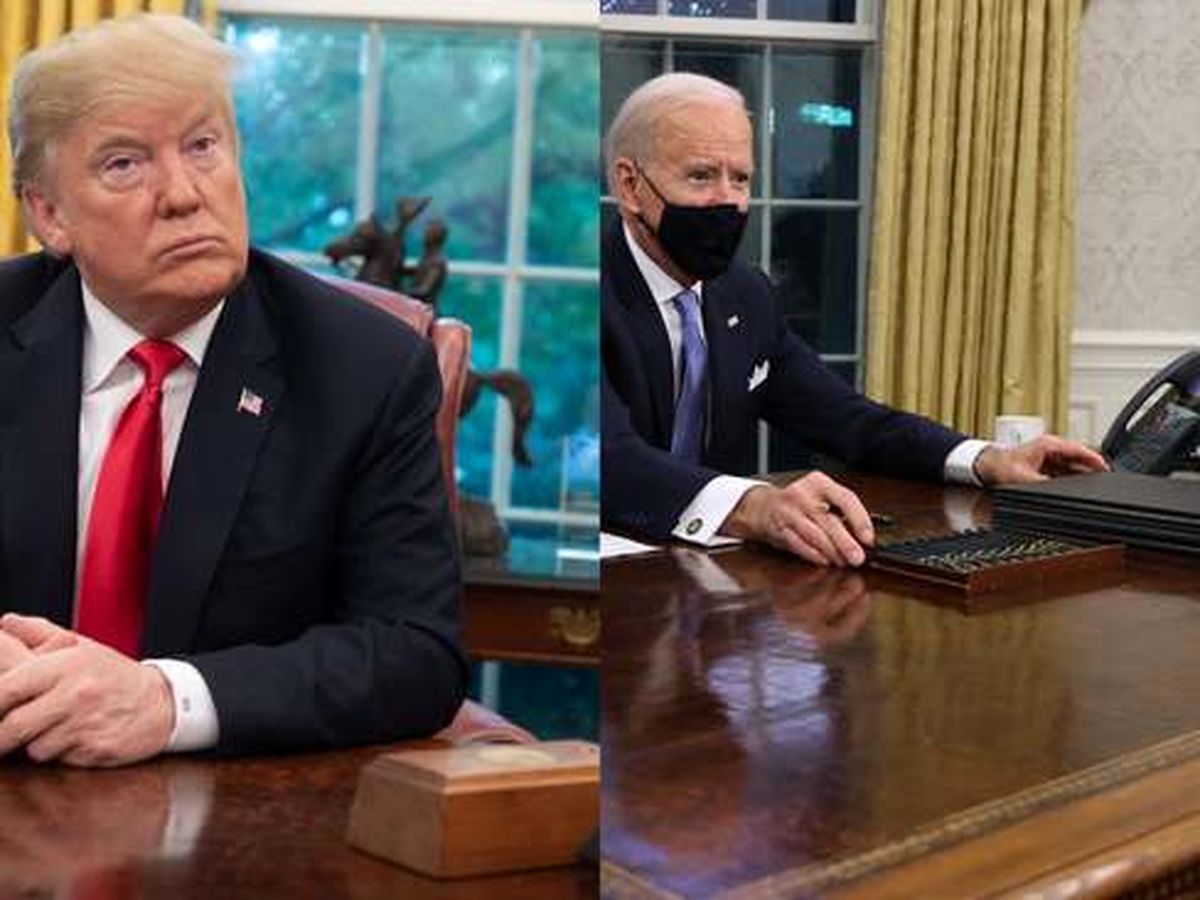ماجرای دکمه جنجالی روی میز ترامپ که جو بایدن لو داد +عکس