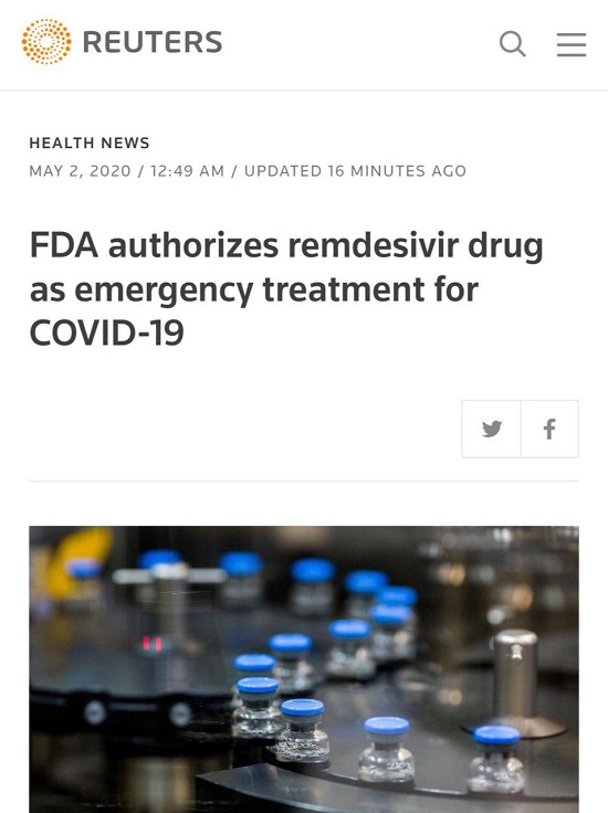 صدور مجوز داروی رمدسیویر برای درمان کرونا در آمریکا