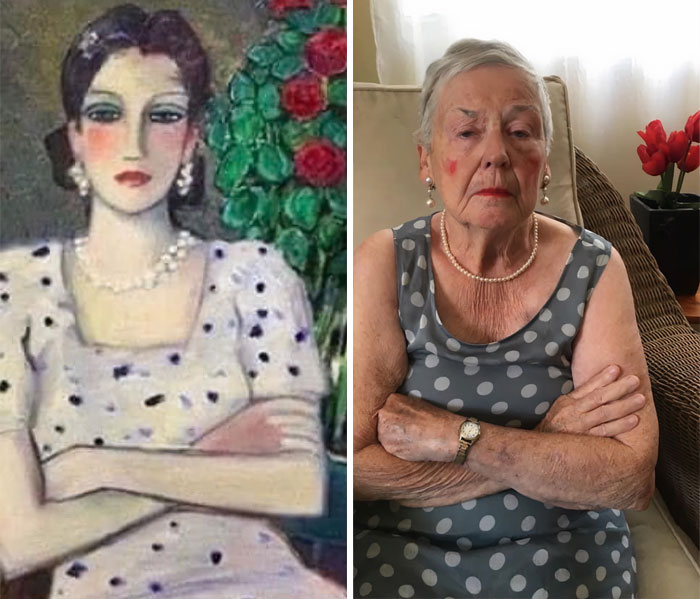 یکی از نتایج پرنشاط قرنطینه کرونایی: بازسازی این تابلوهای کلاسیک توسط مادر ۸۳ ساله!