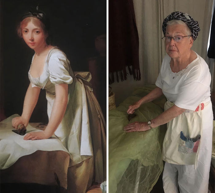 یکی از نتایج پرنشاط قرنطینه کرونایی: بازسازی این تابلوهای کلاسیک توسط مادر ۸۳ ساله!