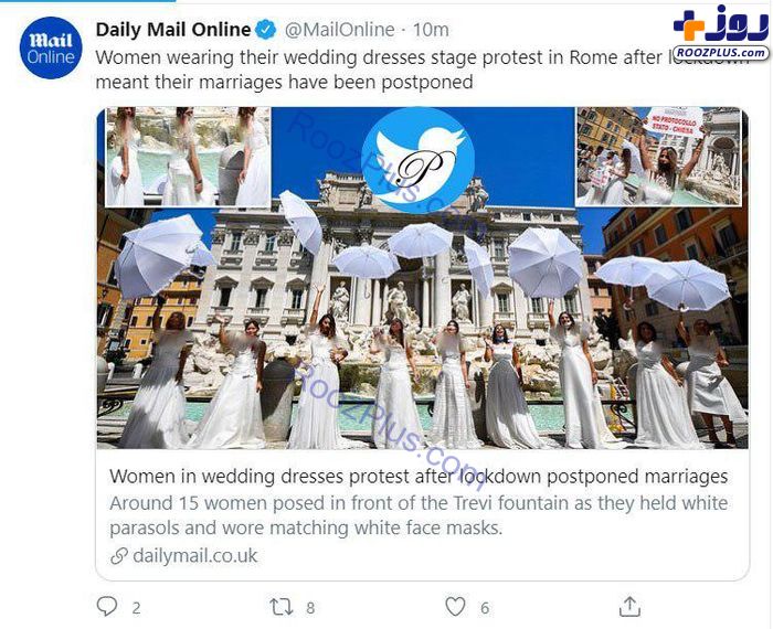 اعتراض زنان به دولت با لباس عروس در خیابان+عکس