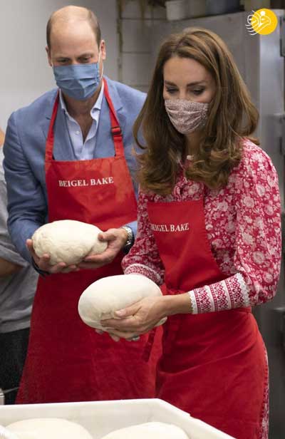 پخت نان توسط نوه ملکه انگلیس و همسرش +عکس