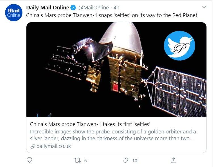 اولین سلفی فضاپیمای چینی در سفر به مریخ