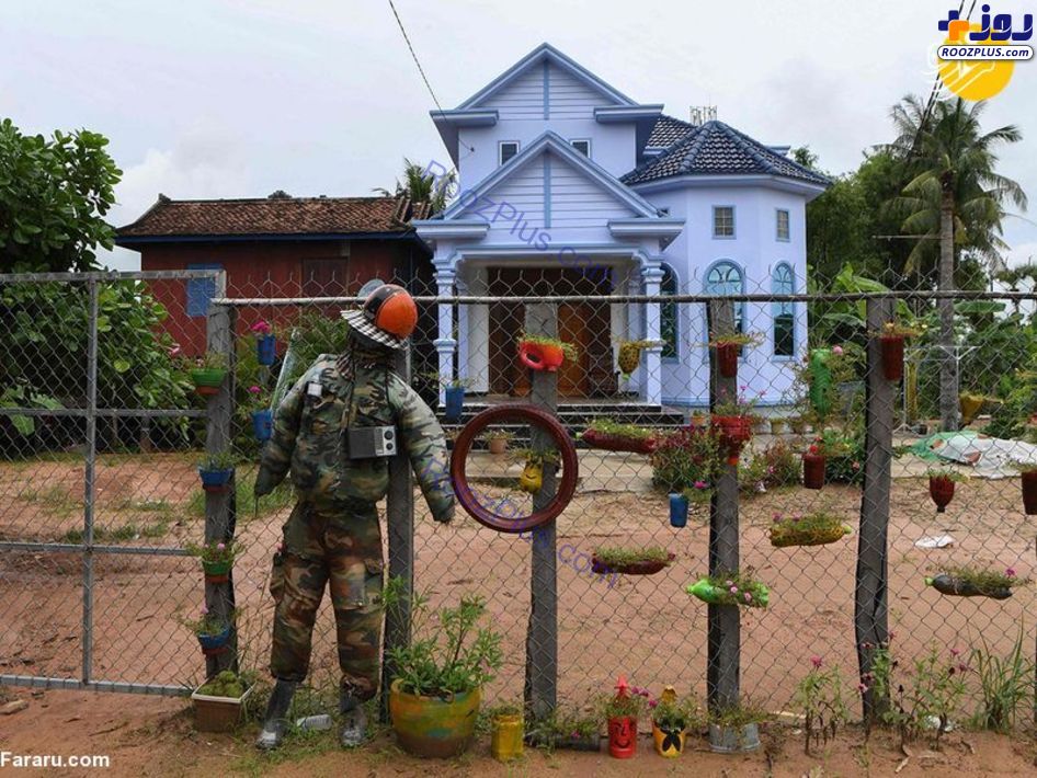 نصب مترسک های مسلح برای ترساندن کرونا در کامبوج +عکس