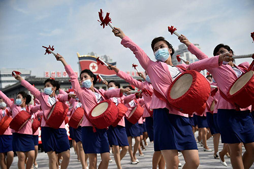 رژه نظامی با ماسک در کره شمالی+عکس