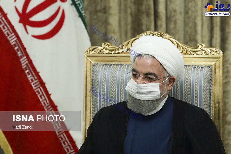 ماسک متفاوت وزیر خارجه عراق در دیدار با حسن روحانی +عکس