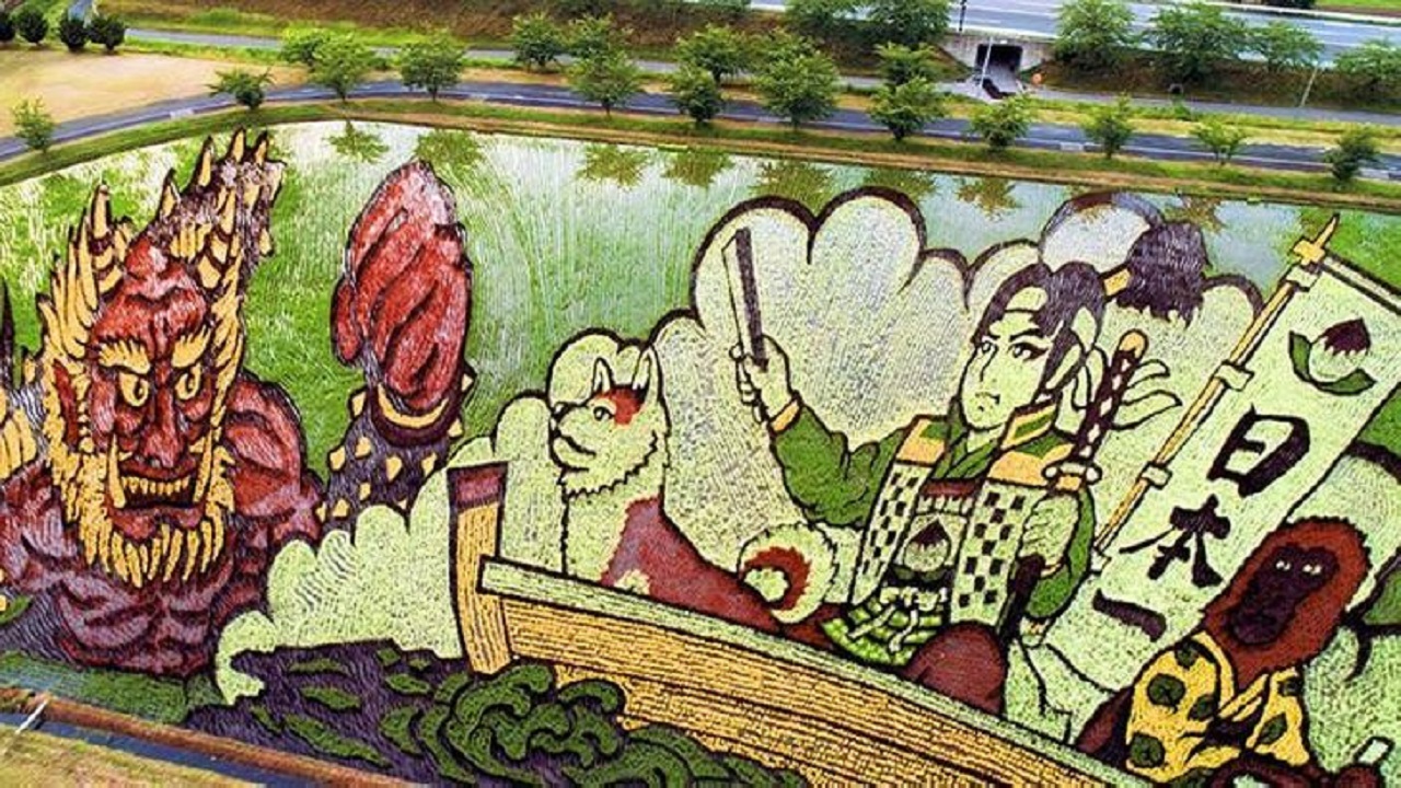 این تصویر نقاشی نیست مزارع کشت برنج در ژاپن است +عکس