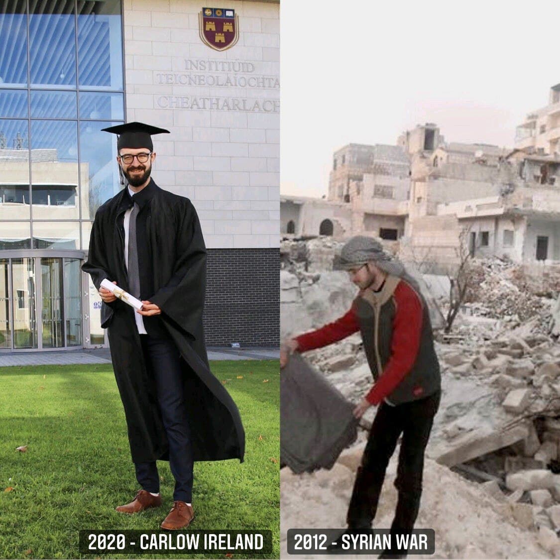 جوان سوری بعد از ۸سال جنگ مهندس شد+عکس