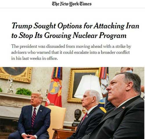ادعای نیویورک‌تایمز درباره حمله آمریکا به ایران+عکس
