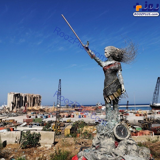 مجسمه جالب ساخته شده از بقایای انفجار بیروت+عکس