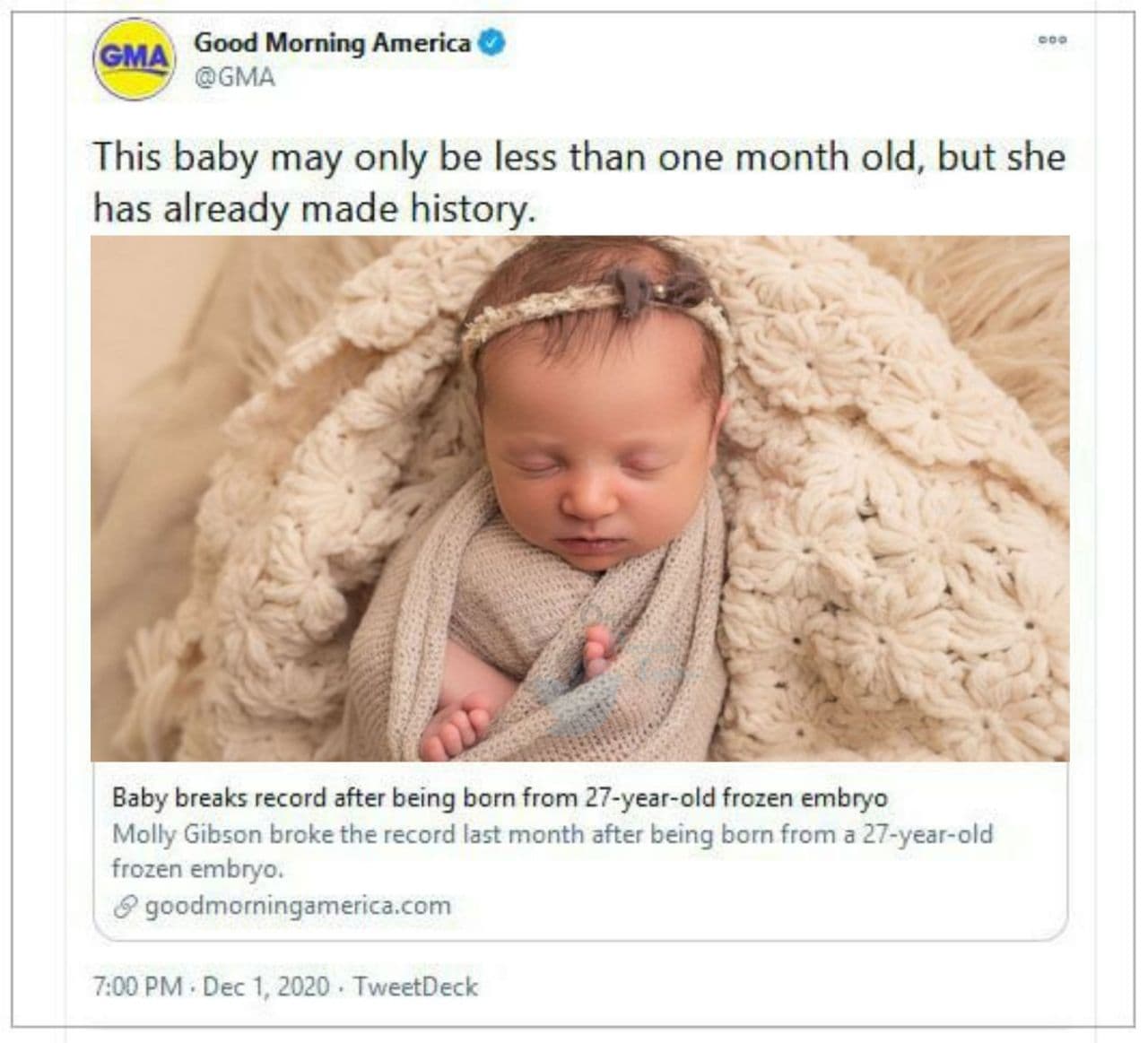 عکسی از نوزادی که  ۲۷ ساله به دنیا آمد