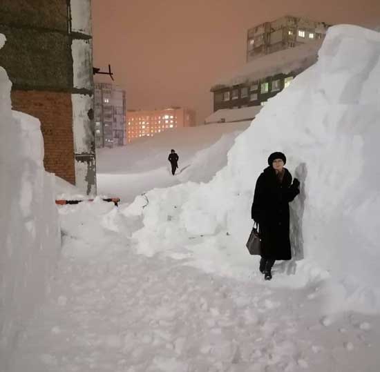 تصویری از حجم بارش برف در روسیه