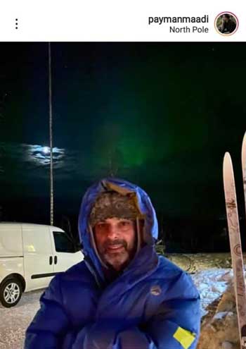 پیمان معادی در سرمای منفی ۲۸ درجه قطب شمال+عکس