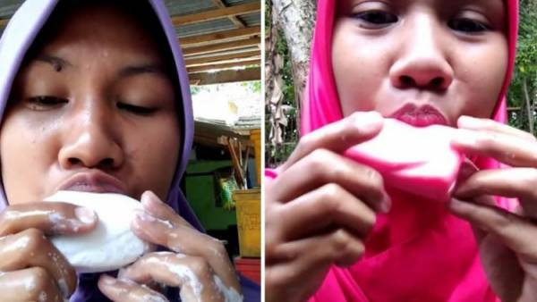 اعتیاد وحشتناک یک زن به خوردن صابون+عکس
