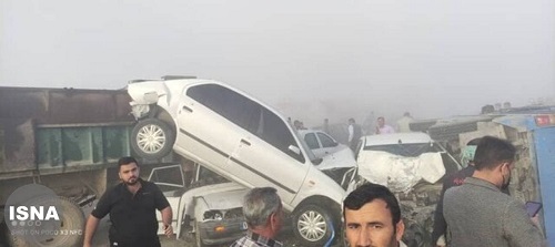 تصویری که شدت تصادف خوزستان را نشان می‌دهد