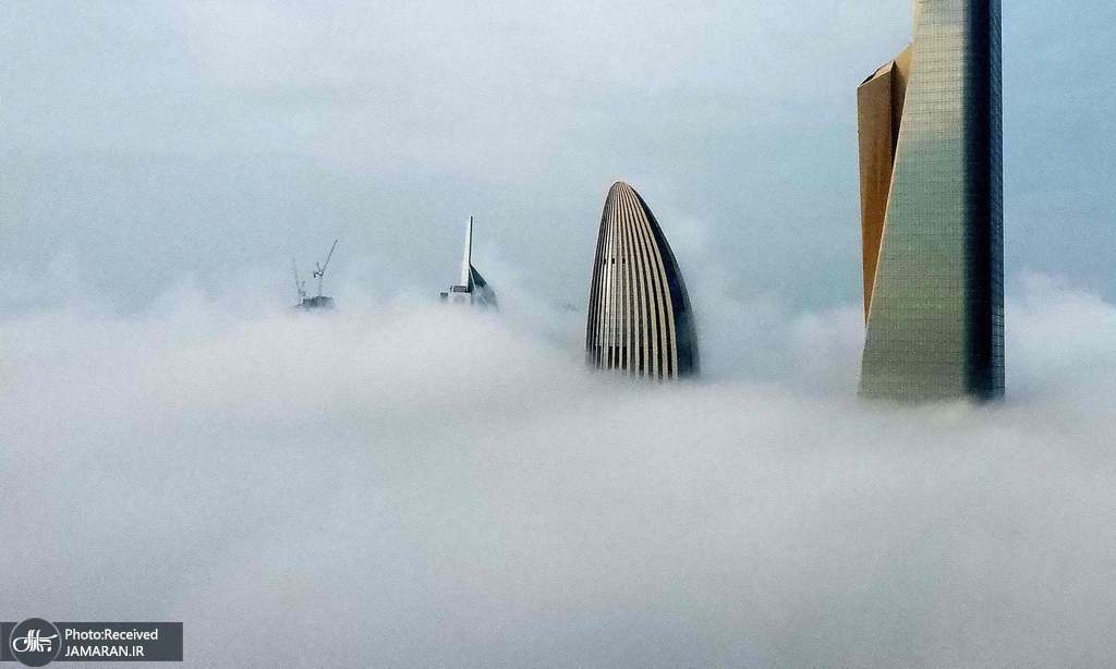 تصویری جالب و دیدنی از کویت زیر مه شدید