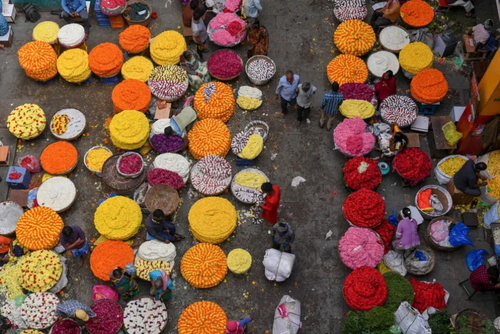 بازار گل هند را از بالا ببینید