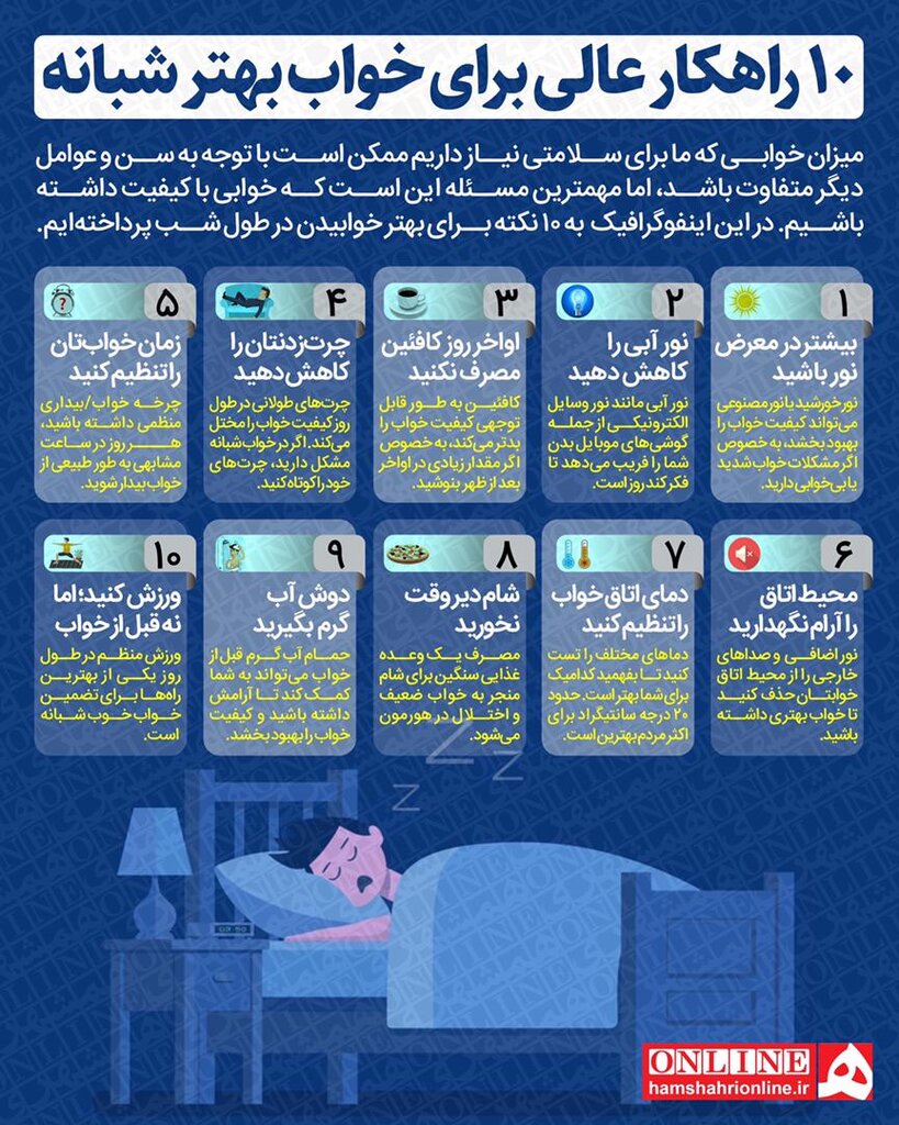 ۱۳ راهکار عالی برای خواب بهتر شبانه