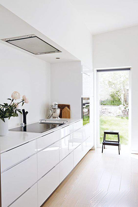 آشپزخانه ای زیبا و مینیمال با کابینت بدون دستگیره
