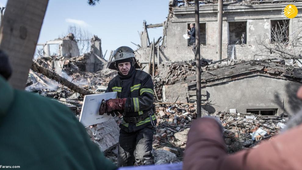 ویرانی مدرسه‌ای در خارکف در حمله ارتش روسیه