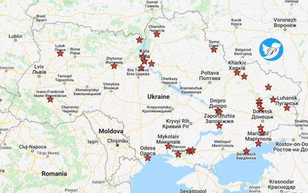 نقشه آپدیت‌شده از حملات روسیه به اوکراین