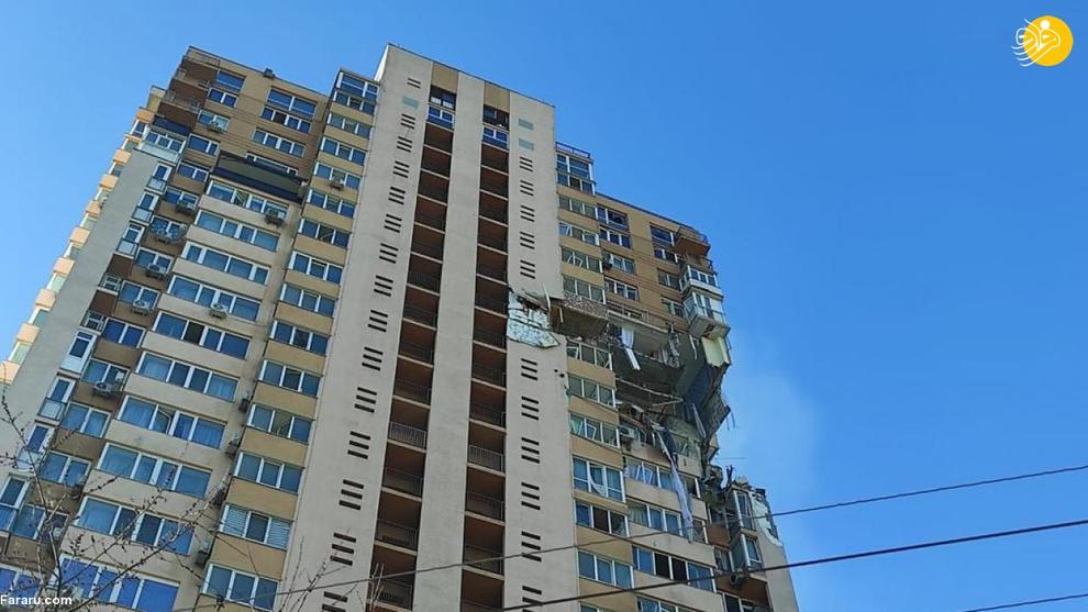 حمله موشکی به برج مسکونی در کی‌یف