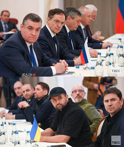 تفاوت ظاهر هیئت مذاکره‌کننده روسی و اوکراینی