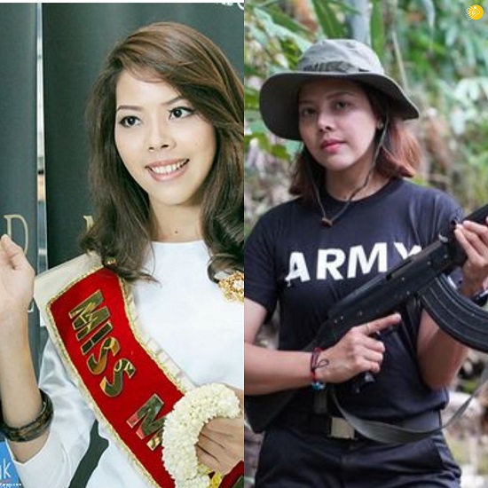 ملکه زیبایی میانمار با اسلحه به جنگ کودتا رفت